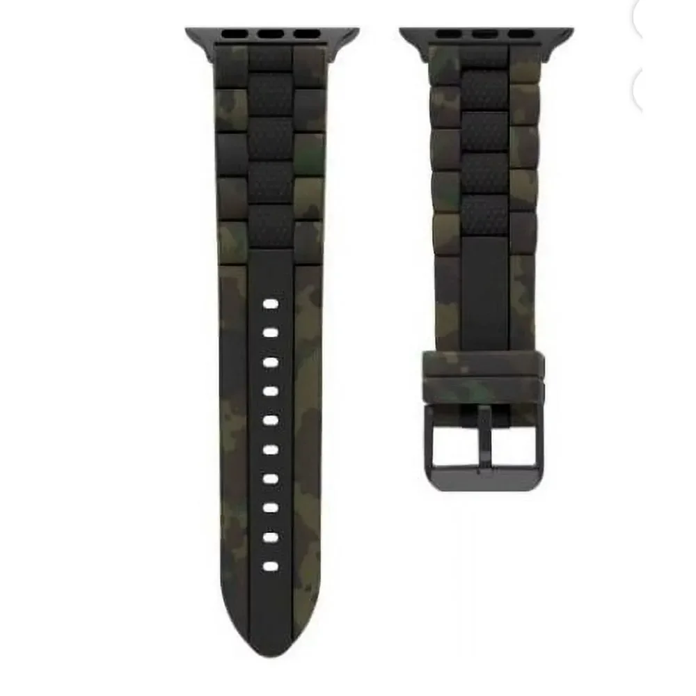American Exchange Mens Rubber Watch Strap Compatible w/ 42mm 44mm Apple Watch, B